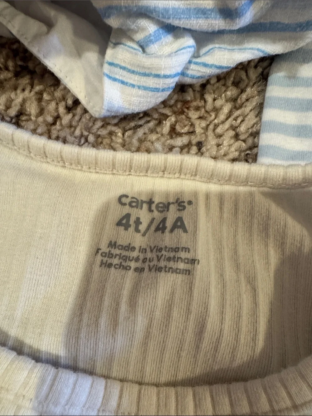Carter's Cream Ribbed Long Sleeve Toddler Dress